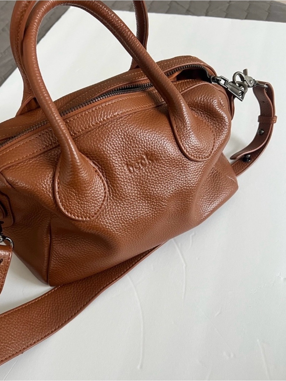 Beck Bags Baby Hayes Pebbled Leather Crossbody Satchel